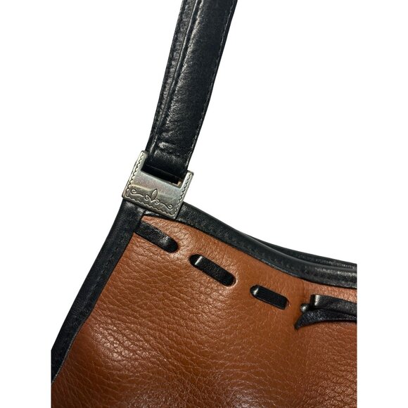 Vintage Brighton Pebble Leather Bucket Shoulder Bag Tan Black - Picture 3 of 15